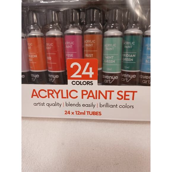 Artist Quality Acrylic Paint Set 24 Tubes Blends Easily Brilliant Colors Pro - Picture 8 of 16